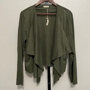 Women's Olive Green Faux Suede Jacket L Boho Indie Festival Western Transitional